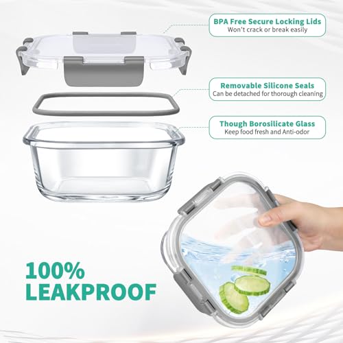 34pcs Glass Food Storage Containers with Lids, Airtight Meal Prep Set, BPA-Free N777590