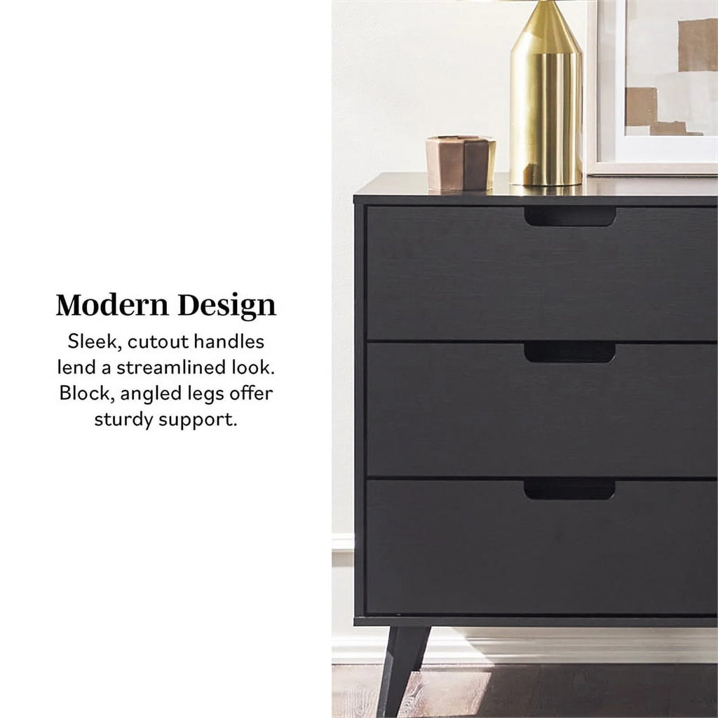 Pemberly Row 6 Drawer Wood Dresser with Cut Out Handles - Black M54744