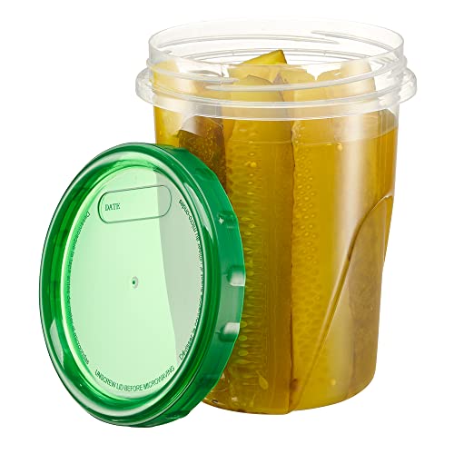 PLASTICPRO 6 Pack Twist Cap Food Storage Containers with Green Screw on Lid, 16 oz, Microwave and Freezer Safe X815194