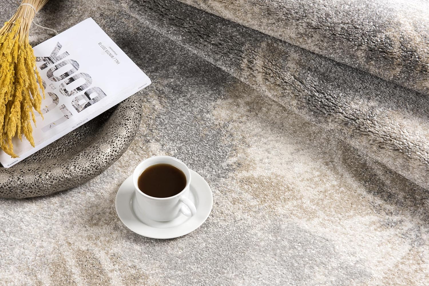 New Zealand Plush Scandinavian Grey Brown Indoor Area Rug 4' x 6' A2990