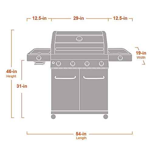 Monument Grills 4-Burner Propane Gas Grill, Stainless Steel Cabinet with Side Burner & Rotisserie Kit N74003
