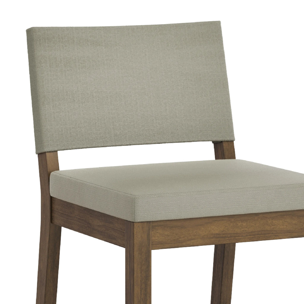 Nathan James Linus Upholstered Bar Stool with Back, Rubberwood Legs, Light Gray/Dark Brown Y554