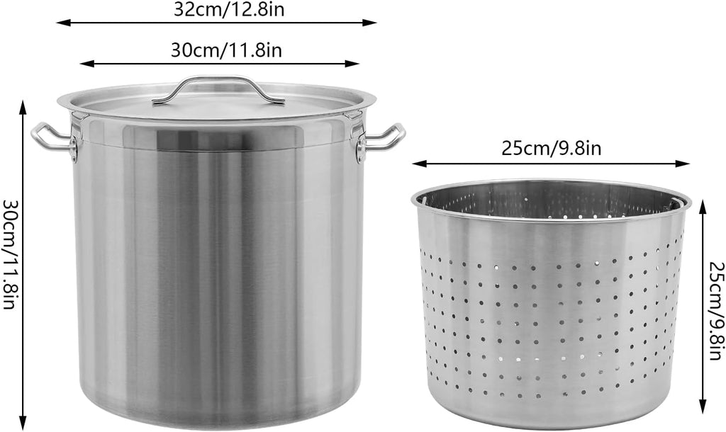 36 QT Stainless Steel Stock Pot with Handle for Seafood Boil D8746