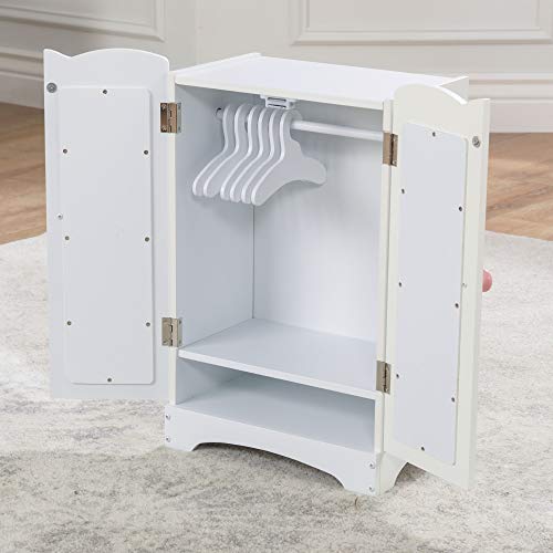 KidKraft Wooden Lil' Doll Armoire with 6 Hangers for 18-Inch Dolls, White B4969
