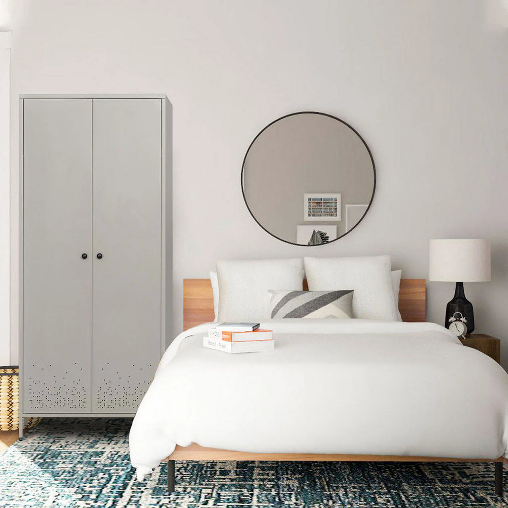 CJF Metal Storage Wardrobe Cabinet with Adjustable Hanging Rod, Gray A13905