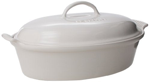Le Creuset Stoneware Heritage Covered Oval Casserole, 4 qt. (14"), White