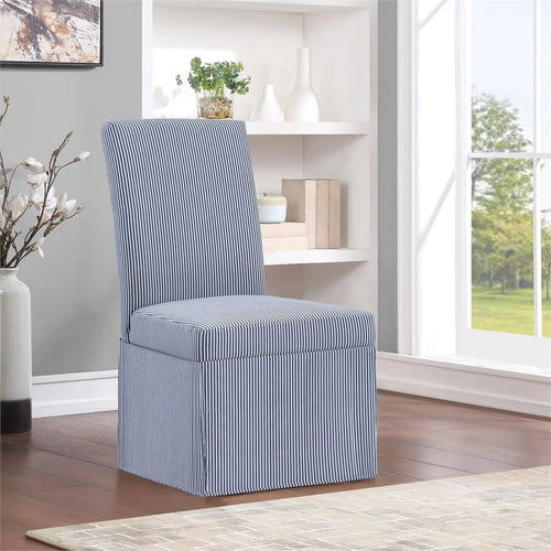 Adalynn Slipcover Dining Chair 2 Pack Navy Stripe B66436