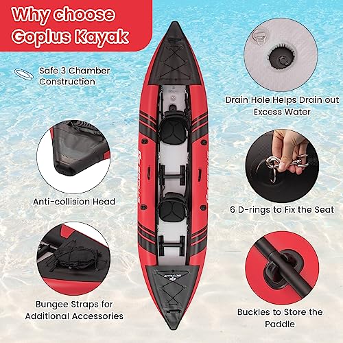 Goplus Inflatable Kayak 2-Person Set for Adults with Aluminum Oars and EVA Padded Seat V246876