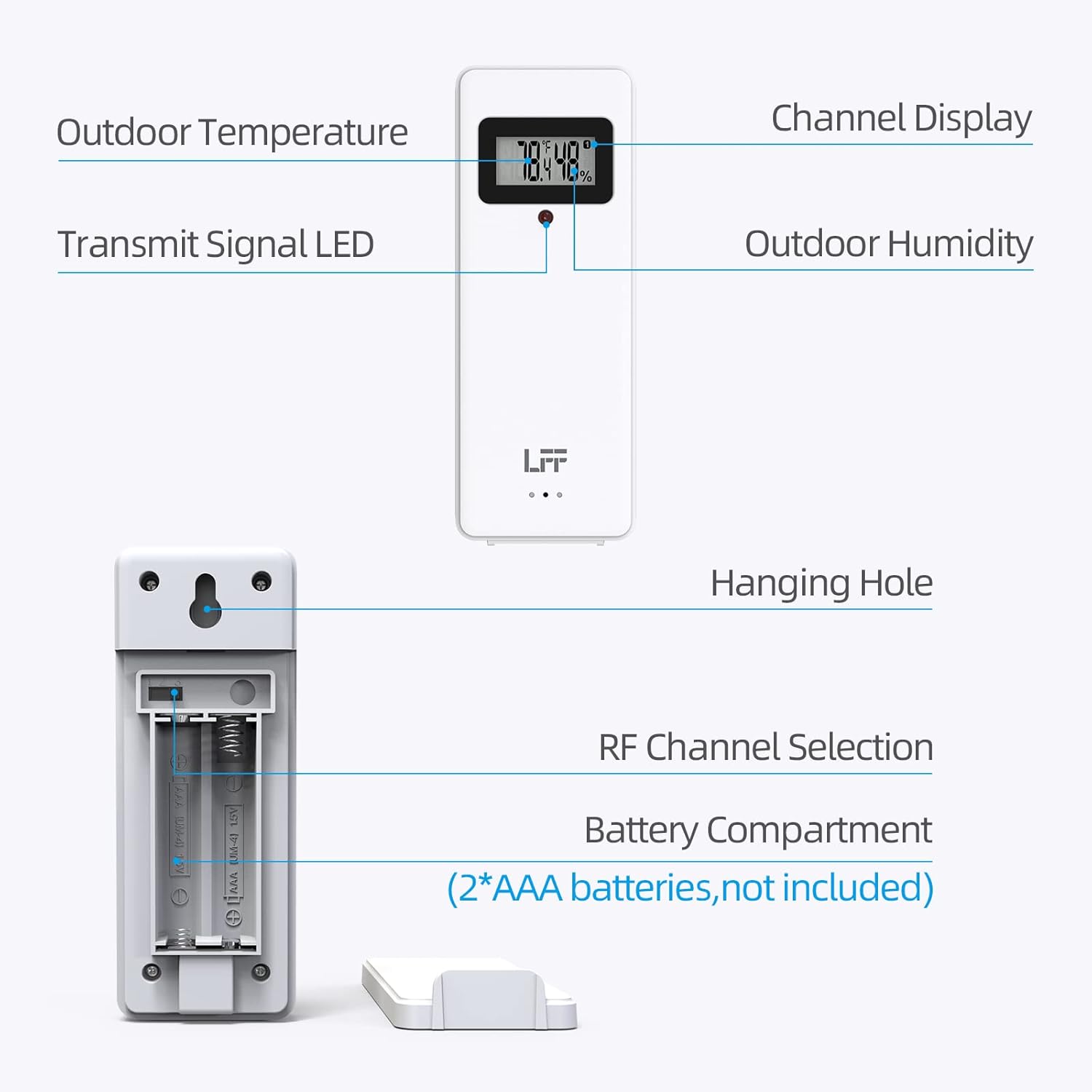 Wireless Weather Station with 2 Sensors, Indoor Outdoor Thermometer, Atomic Clock A184