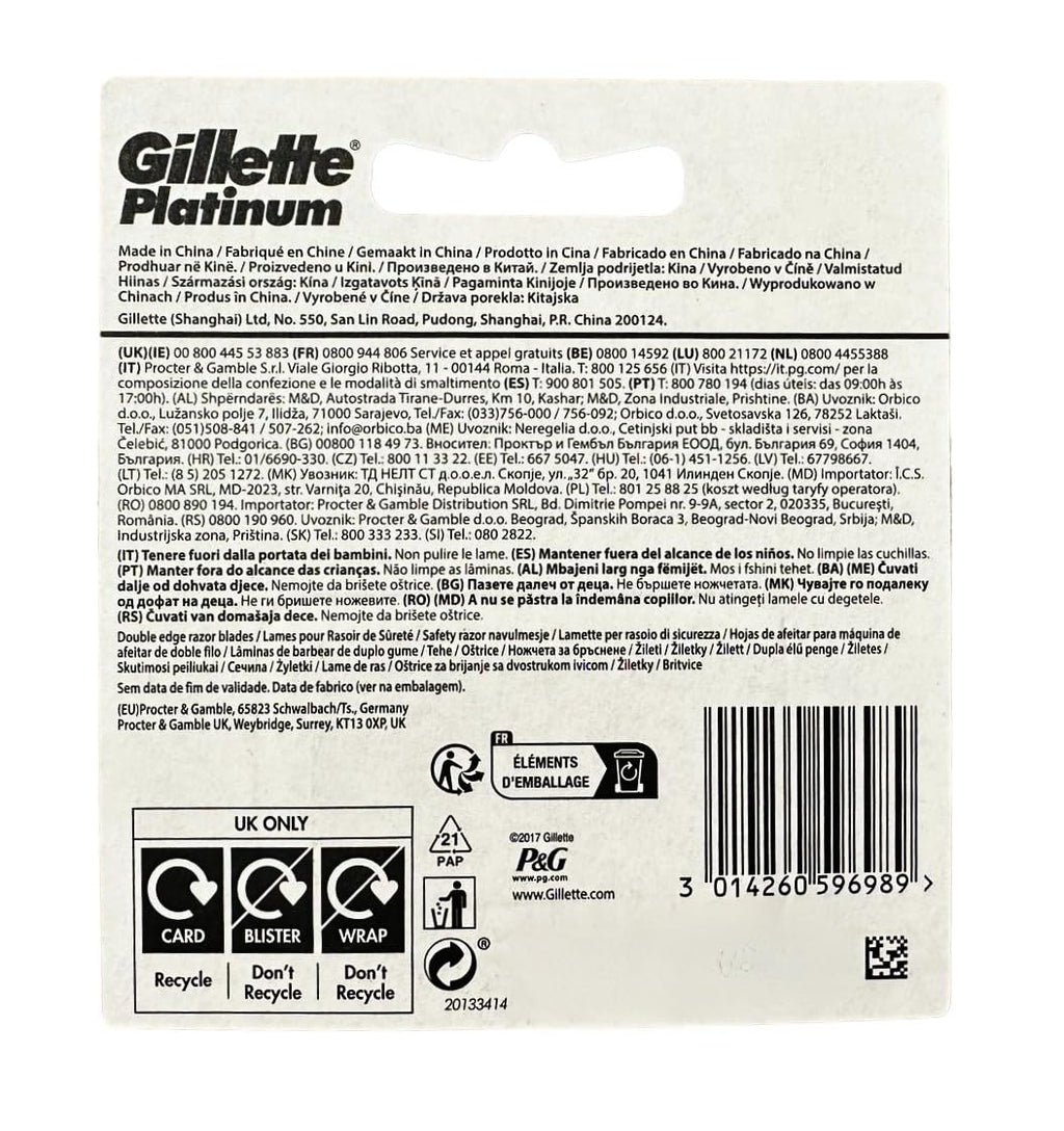 50 Gillette Platinum Double Edge Razor Blades L543559