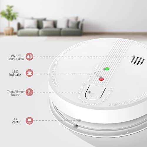 Hardwired Interconnected Smoke Detector with 9V Battery, Photoelectric Fire Alarm O948