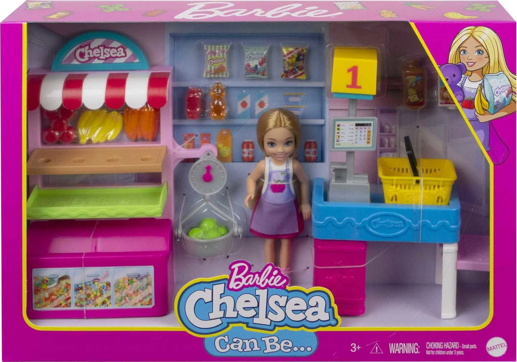 Barbie Chelsea Snack Stand Playset with Blonde Doll & 15 Accessories W2014