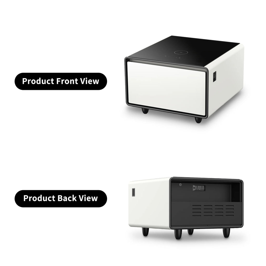 Livtab Smart Side Table with Built-in Fridge and Charging Station, White H571