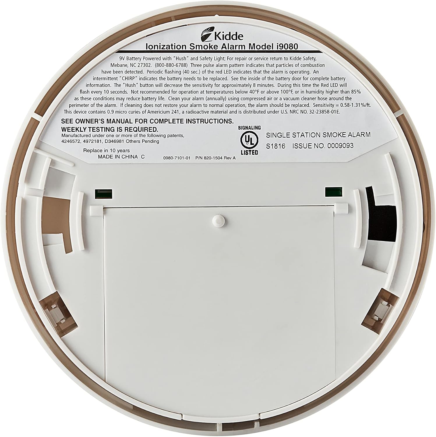 Kidde Smoke Detector with Safety Light for Hearing Impaired, Battery Operated M71278