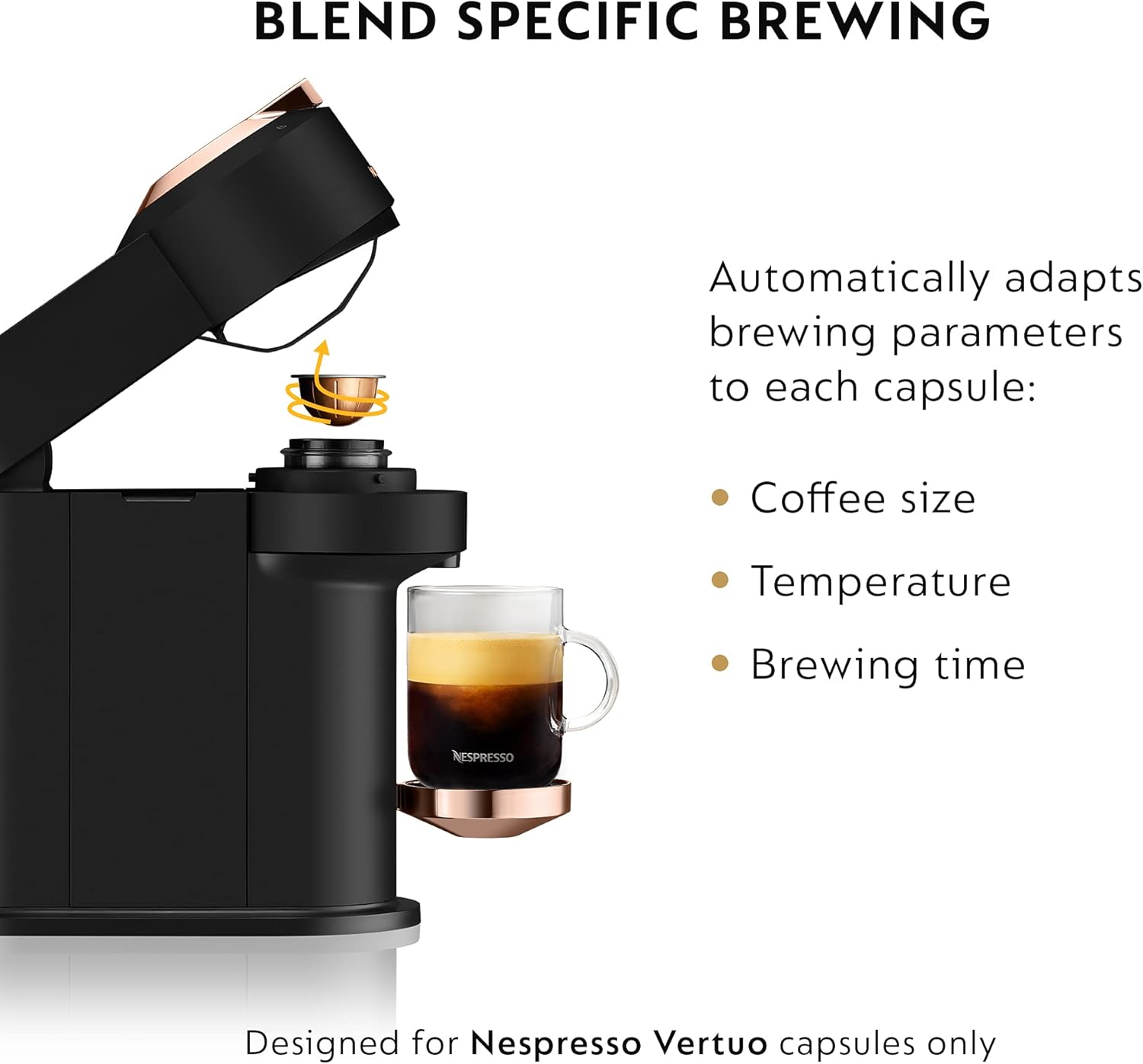 Nespresso Vertuo Next Coffee and Espresso Machine by De'Longhi with Milk Frother, Matte Black Rose Gold M3570