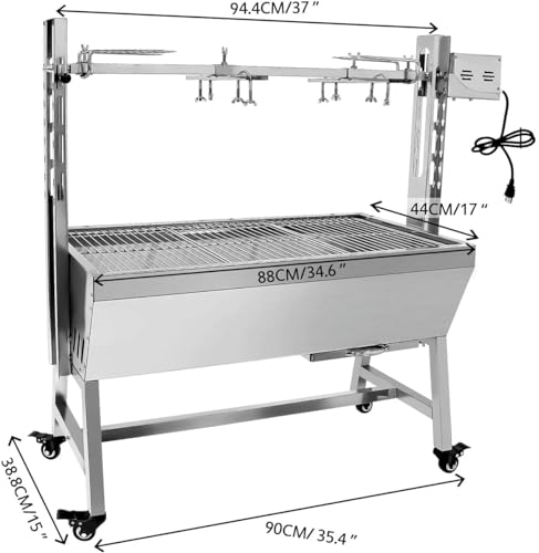 Portable Charcoal Spit Rotisserie Grill for Whole Pig, Lamb, Goat, Stainless Steel G912144