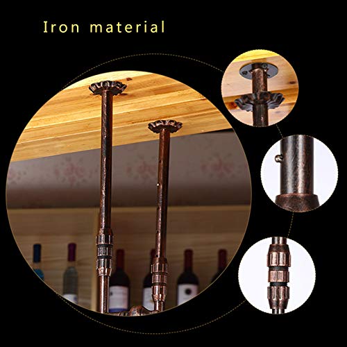 Wall Mounted Wine Rack with Wine Glass Holder, Rustic Metal Shelf F449