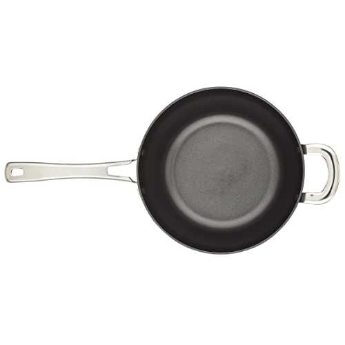 Rachael Ray Cook + Create Hard Anodized Nonstick Saucier Pan with Lid, 4.5 Quart, Black J558