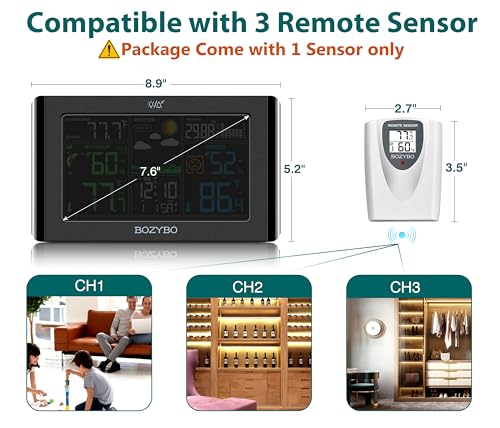 Wireless Indoor Outdoor Thermometer with Atomic Clock and Humidity Monitor H5598