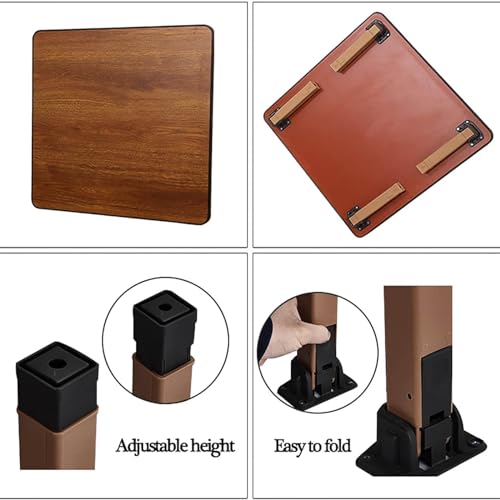 N/A Japanese-Style Square Folding Tea Coffee Table, Adjustable Low Table, 70 x 70 cm J6222
