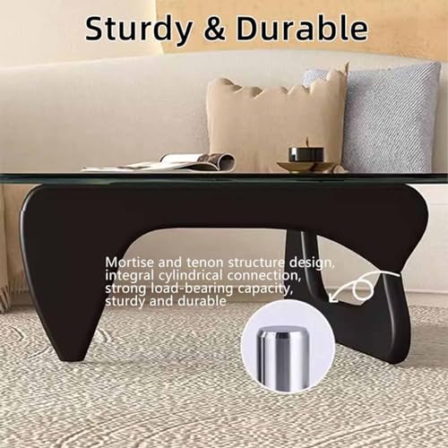 Triangle Glass Coffee Table with Solid Wood Base I69032